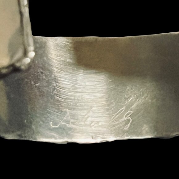 Vintage Wide Silver Tone Cuff Bracelet Signed (5217) - Picture 5 of 5